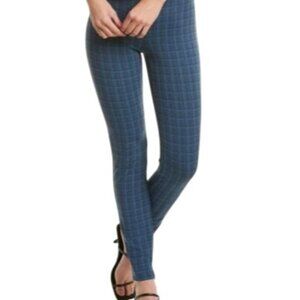 Theory Scuba Women's Pants Legging Plaid Blue Grid Skinny Pant Small NEW NWT